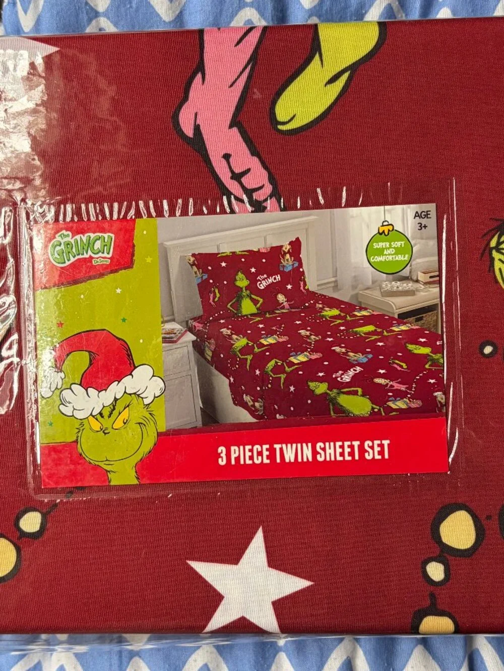 NEW Dr. Seuss Grinch 3-pc Twin Size Sheet Set Christmas Whoville Cindy Lou